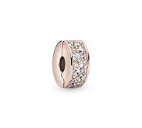 Pandora Charm clip Timeless – métal plaqué or rose 14 carats, zircones, attache silicone