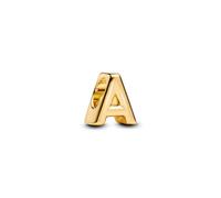 PANDORA Lettre A Alphabet Mini Charm en argent sterling plaqué or 14 carats, compatible Moments, dimensions : 6,1 x 8,2 x 7,5 mm, 763947C00