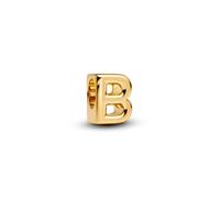 PANDORA Lettre B Alphabet Mini Charm en argent sterling plaqué or 14 carats, compatible Moments, dimensions : 6,2 x 8,1 x 6,4 mm, 763948C00