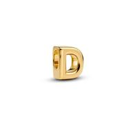 PANDORA Lettre D Alphabet Mini Charm en argent sterling plaqué or 14 carats, compatible Moments, dimensions : 6,3 x 8,1 x 6,7 mm, 763950C00