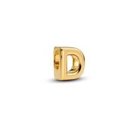 Pandora Lettre D Alphabet Mini Charm en Argent Sterling plaqué Or 14 carats, Compatible Moments, Dimensions : 6,3 x 8,1 x 6,7 mm, 763950C00