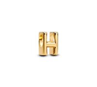 Pandora Lettre H Alphabet Mini Charm en Argent Sterling plaqué Or 14 carats, Compatible Moments, Dimensions : 6,2 x 8,2 x 5,9 mm, 763954C00
