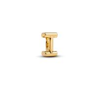 PANDORA Lettre I Alphabet Mini Charm en argent sterling plaqué or 14 carats, compatible Moments, dimensions : 6,4 x 8,3 x 4,5 mm, 763955C00