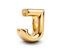 Pandora Lettre J Alphabet Mini Charm en Argent Sterling plaqué Or 14 carats, Compatible Moments, Dimensions : 6,3 x 8,2 x 5,9 mm, 763956C00