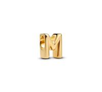 PANDORA Lettre M Alphabet Mini Charm en argent sterling plaqué or 14 carats, compatible Moments, dimensions : 6,1 x 8,2 x 6,5 mm, 763959C00