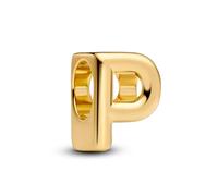 PANDORA Lettre P Alphabet Mini Charm en argent sterling plaqué or 14 carats, compatible Moments, dimensions : 6,2 x 8,2 x 5,8 mm, 763962C00