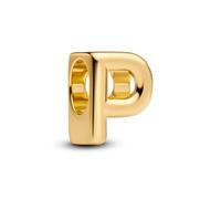 Pandora Lettre P Alphabet Mini Charm en Argent Sterling plaqué Or 14 carats, Compatible Moments, Dimensions : 6,2 x 8,2 x 5,8 mm, 763962C00