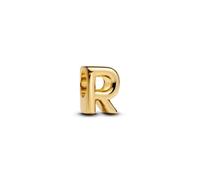 PANDORA Lettre R Alphabet Mini Charm en argent sterling plaqué or 14 carats, compatible Moments, dimensions : 6,2 x 8,3 x 6 mm, 763964C00