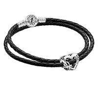 PANDORA Lot bracelet en cuir pour femme avec breloque « Je t'aime maman » - une idée cadeau charmante et élégante pour la fête des mères 51520 35 cm