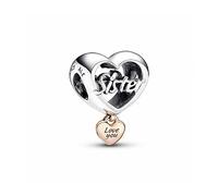 Pandora Charm cœur 'Sister (Sœur)' en argent sterling et plaqué or rose 14 carats