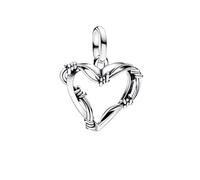 PANDORA ME 793449C00 Breloque médaillon en forme de cœur en fil barbelé en argent sterling, compatible avec les bracelets ME et Moments, 3x17x18,6 mm, Argent sterling, Pas de gemme