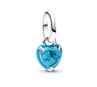 Pandora ME 793827C01 Mini breloque en forme de cœur turquoise en argent sterling, compatible avec les pendentifs Me and Moments, 3,2x8,4x6,2 mm, Argent sterling, Turquoise