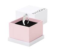 Pandora ME Bague chevalière en argent sterling avec zircones cubiques transparentes et émail blanc scintillant, taille 58