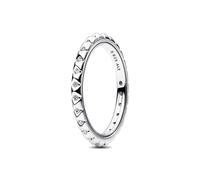 Pandora ME Bague cloutée Pyramides en argent sterling avec zircones cubiques transparentes, taille 48