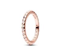 Pandora ME Bague cloutée Pyramides en métal plaqué or rose 14 carats avec zircones cubiques transparentes, taille 56