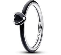 Pandora ME Bague Cœur en argent sterling avec cristal noir et émail noir, taille 50