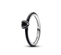 Pandora ME Bague Cœur en argent sterling avec cristal noir et émail noir, taille 54