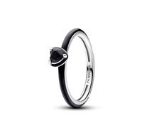 Pandora ME Bague Cœur en argent sterling avec cristal noir et émail noir, taille 56