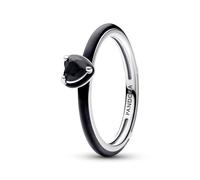 Pandora ME Bague Cœur en argent sterling avec cristal noir et émail noir, taille 64