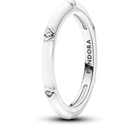 Pandora ME Bague en argent sterling avec zircones cubiques transparentes et émail blanc