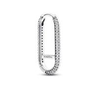 Pandora ME Boucle d’oreille individuelle Link grand format style créole en argent sterling avec zircones cubiques transparentes