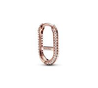 Pandora ME Boucle d’oreille individuelle Link style créole en métal plaqué or rose 14 carats avec zircones cubiques transparentes