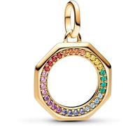 Pandora ME Charm médaillon Arc-en-ciel en métal plaqué or 14 carats avec cristal vert, rose, bleu, rouge, violet, orange et jaune