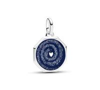 Pandora ME Charm médaillon Cœur en argent sterling avec émail bleu scintillant