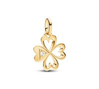 Pandora ME Charm médaillon Trèfle à quatre feuilles en métal plaqué or 14 carats avec zircones cubiques transparentes