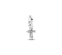 Pandora Pendentif ME Mini Dangle Croix – Argent sterling, zircones cubiques transparentes