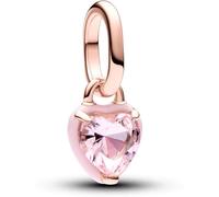 Pandora ME Mini dangle Cœur en métal plaqué or rose 14 carats avec cristal rose orchidée et émail rose