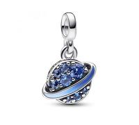 Pandora Breloque ME Mini Planète – Argent sterling, cristal bleu, émail dégradé bleu foncé–clair