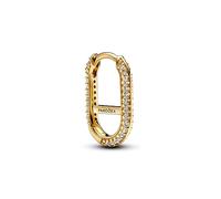 Pandora Boucle d'oreille individuelle Link style créole métal plaqué or 14 ct zircones transparentes