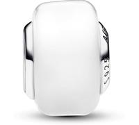 Pandora Charm Moments en argent sterling avec verre de Murano blanc