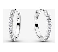 Sterling Silver Hoop Earrings with Clear Cubic Zirconia, 16 mm