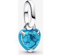 Pandora ME 793827C01 Mini breloque en forme de cœur turquoise en argent sterling, compatible avec les pendentifs Me and Moments, 3,2x8,4x6,2 mm, Argent sterling, Turquoise