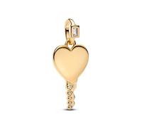 Pandora Pendentif Moments 364353C01 cœur gravé – plaqué or 14 carats, oxyde de zirconium – Compatible ME et Moments