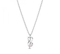 PANDORA Moments 393762C01-50 Collier nœud Infini en Argent Sterling avec zircone et Perle Artificielle, Taille : 50 cm, 50 cm, Argent Sterling, Zircone cubique