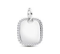 PANDORA Moments 394009C01 Pendentif carré gravé en argent sterling avec zircone Compatible Moments et ME