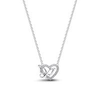 PANDORA Moments 394477C01-45 Collier pour femme avec pendentif en forme de cœur et papillon en argent sterling 925 avec zircone cubique Design ouvert en filigrane Longueur 45 cm