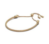 PANDORA Moments 563090C00-2 Bracelet à rivets à fermeture coulissante en argent sterling avec alliage plaqué or, compatible Moments Charms, taille : 28 cm, 28 cm, Argent sterling, No Gemstone