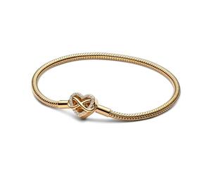 PANDORA Moments 563758C01-17 Bracelet à maille serpent avec fermoir en forme de cœur infini en argent sterling plaqué or 14 carats avec oxyde de zirconium Taille 17 cm, 17cm, Argent sterling, Oxyde de
