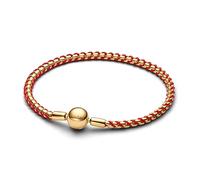 PANDORA Moments 563816C01-17 Bracelet à maille serpent avec cordon rouge en alliage plaqué or 14 carats, taille : 17 cm