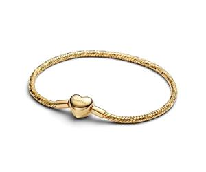 Pandora Moments 564236C00-23 Bracelet Maille Serpent à facettes avec Fermoir en Forme de cœur en Alliage plaqué Or 14 carats, Taille : 23 cm