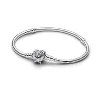 PANDORA Moments 593680C01-19 Bracelet à maillons serpent en argent sterling avec zircone Motif ailes et cœur Taille 19 cm