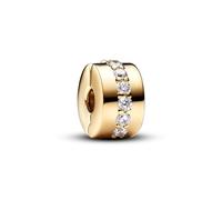 Pandora Moments 761972C01 Clip en argent sterling avec alliage plaqué or 14 carats et zircone Compatible avec les bracelets Moments, taille unique, Argent sterling, Zircone cubique