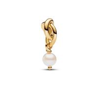 Pandora Moments 763462C06 Perle d'eau douce traitée en forme de cercle éternité Pendentif en argent sterling avec alliage plaqué or, compatible avec les bracelets Moments, taille unique, Argent