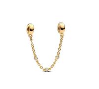 PANDORA Moments 763515C01-05 Chaîne confortable en argent sterling avec trois pierres transparentes en alliage métallique plaqué or et zircone Compatible avec les bracelets Moments, Klar, Argent