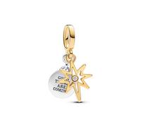 PANDORA Moments 763588C01 Breloque en Forme d'étoile Polaire avec Diamant cultivé en Laboratoire en Argent Sterling et Alliage plaqué Or, Compatible avec Les Bracelets Moments et ME, Klar, Argent