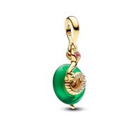 PANDORA Moments 763617C01 Breloque serpent en verre de Murano vert en argent sterling avec alliage plaqué or Compatible avec les bracelets Moments et ME, Grün, Argent sterling, Zircone cubique